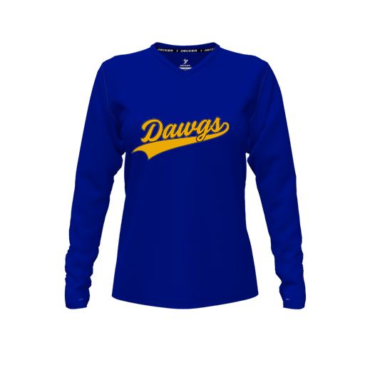 [CUS-DFW-TEES-CMF-VNK-LSL-RYL-FYXS-LOGO3] Comfort T-Shirt (Female Youth XS, Royal, V Neck, Logo 3, Long Sleeve)