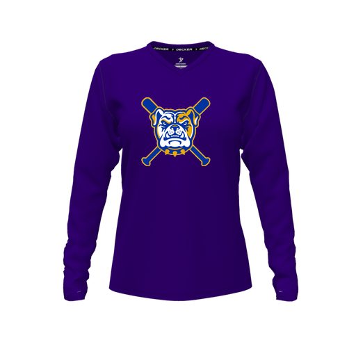 [CUS-DFW-TEES-CMF-VNK-LSL-PUR-FYXS-LOGO1] Comfort T-Shirt (Female Youth XS, Purple, V Neck, Logo 1, Long Sleeve)
