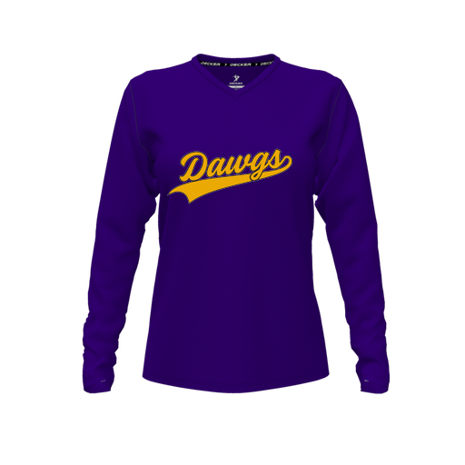 [CUS-DFW-TEES-CMF-VNK-LSL-PUR-FYXS-LOGO3] Comfort T-Shirt (Female Youth XS, Purple, V Neck, Logo 3, Long Sleeve)