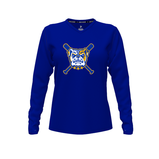 [CUS-DFW-TEES-PER-VNK-LSL-RYL-FYXS-LOGO1] Performance T-Shirt (Female Youth XS, Royal, V Neck, Logo 1, Long Sleeve)