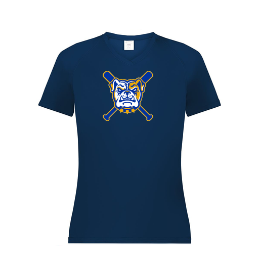 [2792.065.XS-LOGO1] Ladies Smooth Sport V-Neck T-Shirt (Female Adult XS, Navy, Logo 1)