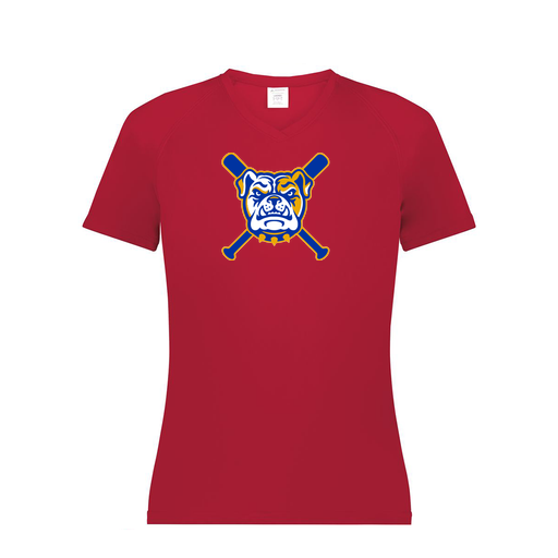 [2792.083.XS-LOGO1] Ladies Smooth Sport V-Neck T-Shirt (Female Adult XS, Red, Logo 1)