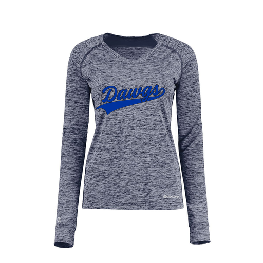 [222770.U22.XS-LOGO2] Ladies Electric Long Sleeve Shirt (Female Adult XS, Navy, Logo 2)