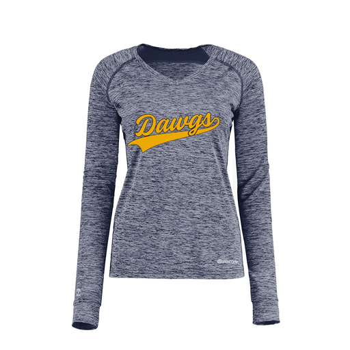 [222770.U22.XS-LOGO3] Ladies Electric Long Sleeve Shirt (Female Adult XS, Navy, Logo 3)