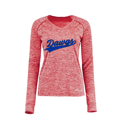 [222770.T20.XS-LOGO2] Ladies Electric Long Sleeve Shirt (Female Adult XS, Red, Logo 2)