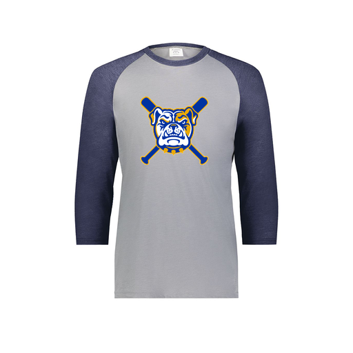 [6879.29V.S-LOGO1] Men's Vintage 3/4 Sleeve T-Shirt (Adult S, Navy, Logo 1)