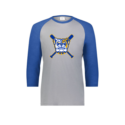 [6879.28V.S-LOGO1] Men's Vintage 3/4 Sleeve T-Shirt (Adult S, Royal, Logo 1)