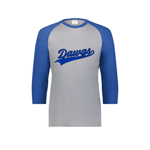 [6879.28V.S-LOGO2] Men's Vintage 3/4 Sleeve T-Shirt (Adult S, Royal, Logo 2)