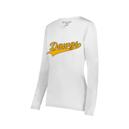 [222824.005.S-LOGO3] Ladies LS Smooth Sport Shirt (Female Adult S, White, Logo 3)
